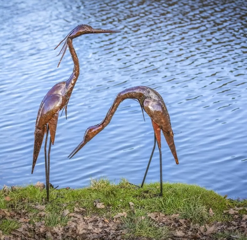 Recycled Metal heron Sculpture